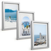 BILDER SET 3er Set - 20x30 cm Silberner Rahmen - Gebäude am Weißen Meer, Griechenland - Silberfarben, Kunststoff (20/30cm) - TULUP