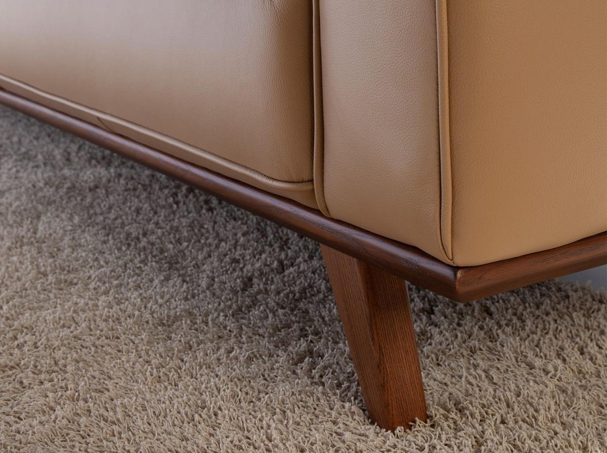 CHESTERFIELD-SOFA Chester 2-sitzer relaxsofa in leder sand 181/95/78 cm - Beige/Walnussfarben, Leder (181/78/95cm) - ANGEL CERDA