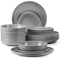 TAFELSERVICE VICTO 6 Personen 18-tlg matt Grau - Grau, Keramik (27/2/27cm) - KONSIMO®