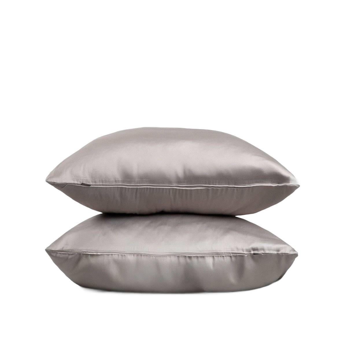 KISSENBEZÜGE Bamsa Bambus grau 40/40 cm 2er-Set - Grau, Textil (40/40cm) - Homla