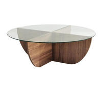 COUCHTISCH - Sicherheitsglas - Holzfarben & Transparent - AYSUN - Dunkelbraun, Holz (90/90/30cm) - Vente-Unique