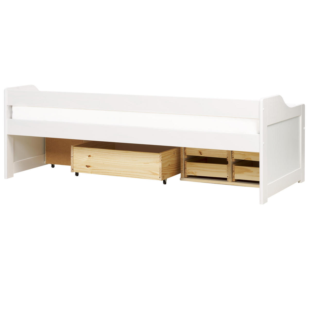 TAGESBETT mit Stauraum 90x200 cm Weiß Royville - Weiß, Holz (90/200cm) - Beliani