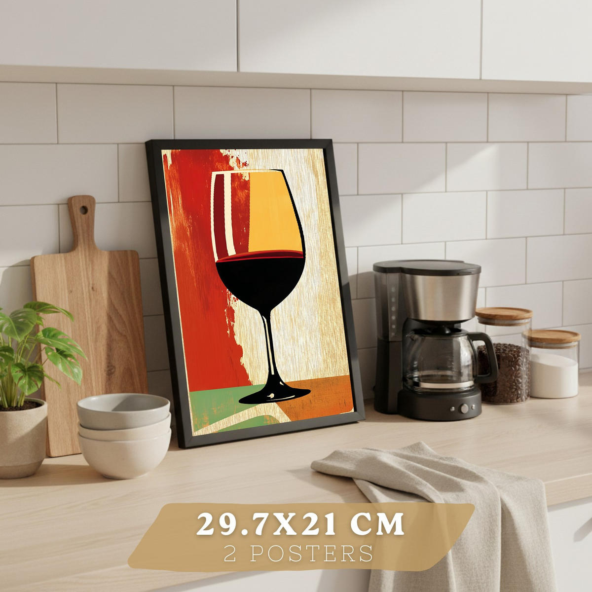 PLAKAT Sada 2 Retro 2 A4 Černý rám - černá, papír (29.7/1/21cm) - Nacnic