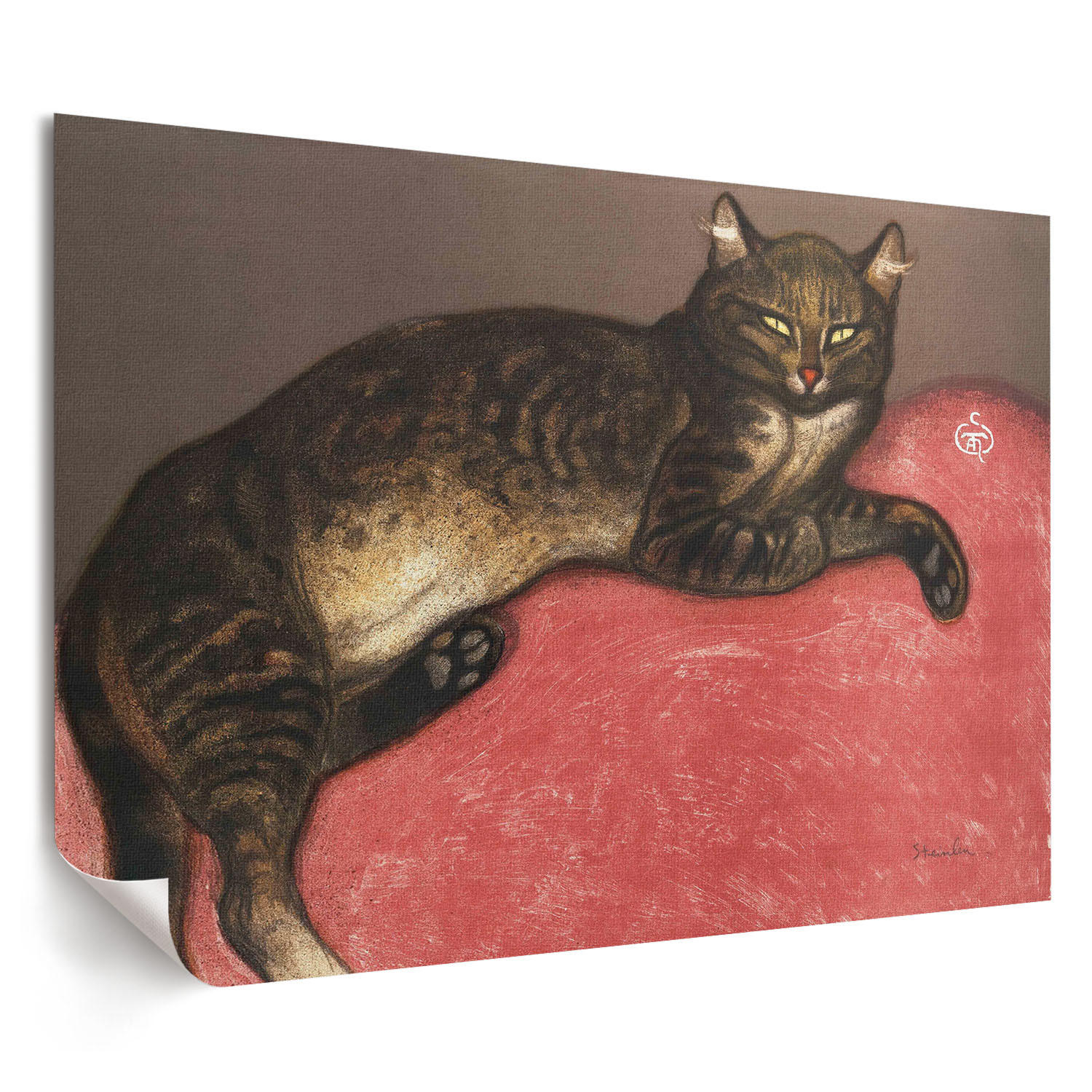 POSTER - 42x29 cm (A3) - Théophile Steinlen - Katze auf dem Kissen - Braun, Textil (42/29.7/0.1cm) - TULUP