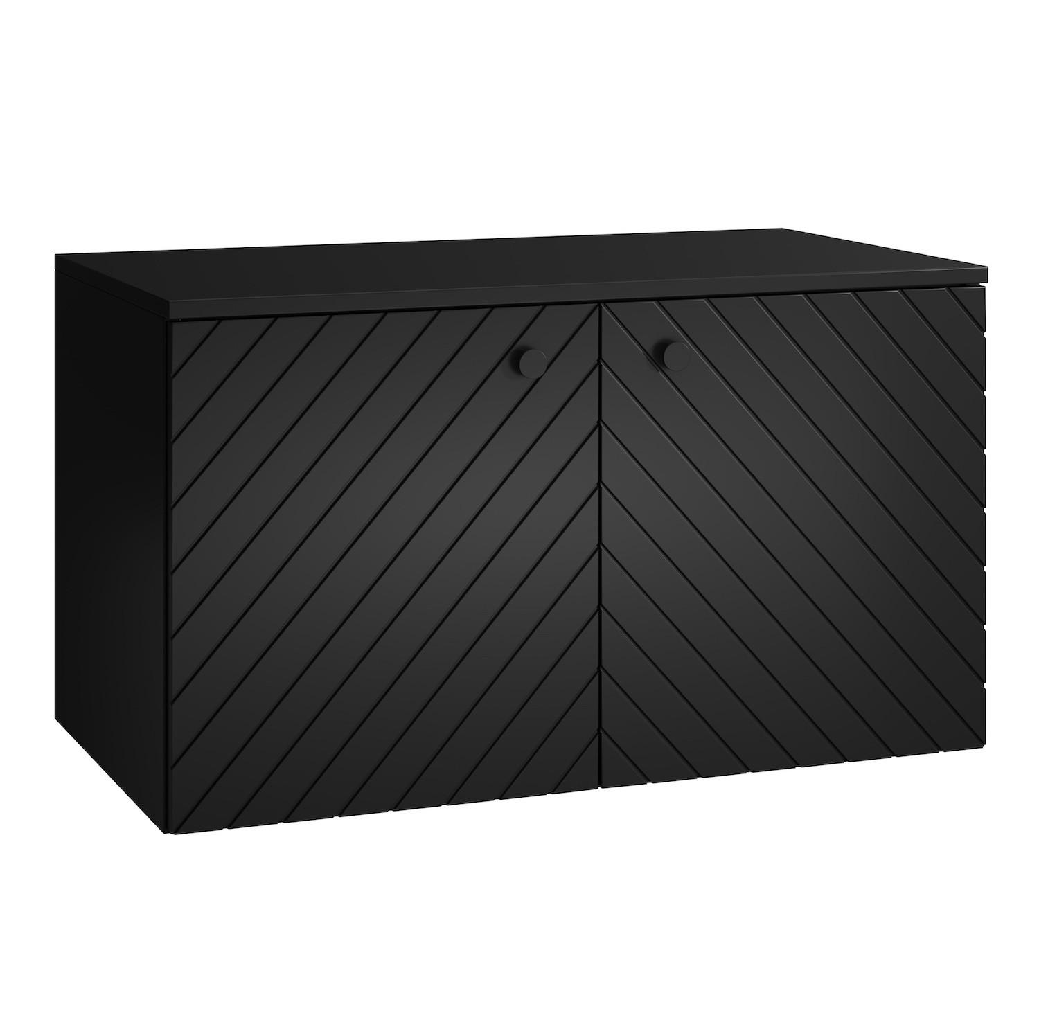 WASCHBECKENUNTERSCHRANK Orlando 2 Türe Schwarz Matt - 80 x 47 x 61 cm - Schwarz, Holz (80/46/44cm) - Badplaats