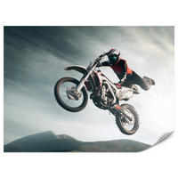 FOTOTAPETE für Jugendzimmer Motocross Sprung Mann Sport Berge Action 100x70 - Grau, Papier (100/70cm) - Muralo