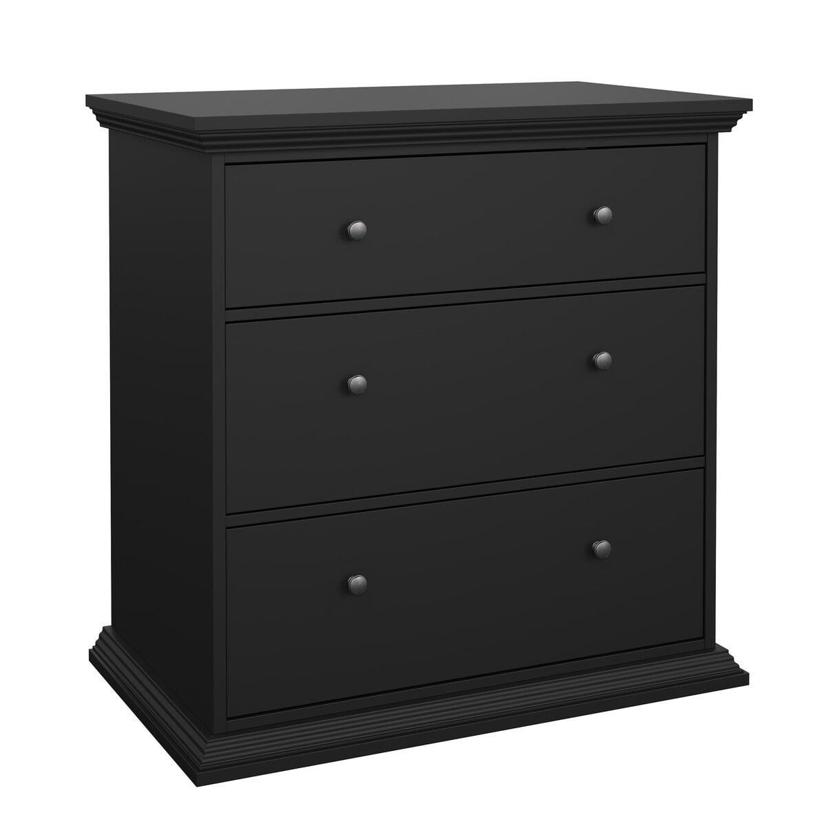 KOMMODE mit 3 Schubladen B86,3 cm – SOUTH - Schwarz, Holzwerkstoff (50.6/13.8/50.6cm) - Calicosy