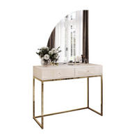 SCHMINKTISCH QUINNIE KASCHMIR mit LED-Spiegel gold Chrom links Griff Kristall - Kaschmir/Goldfarben, Holzwerkstoff (100/175/42cm) - Lookway