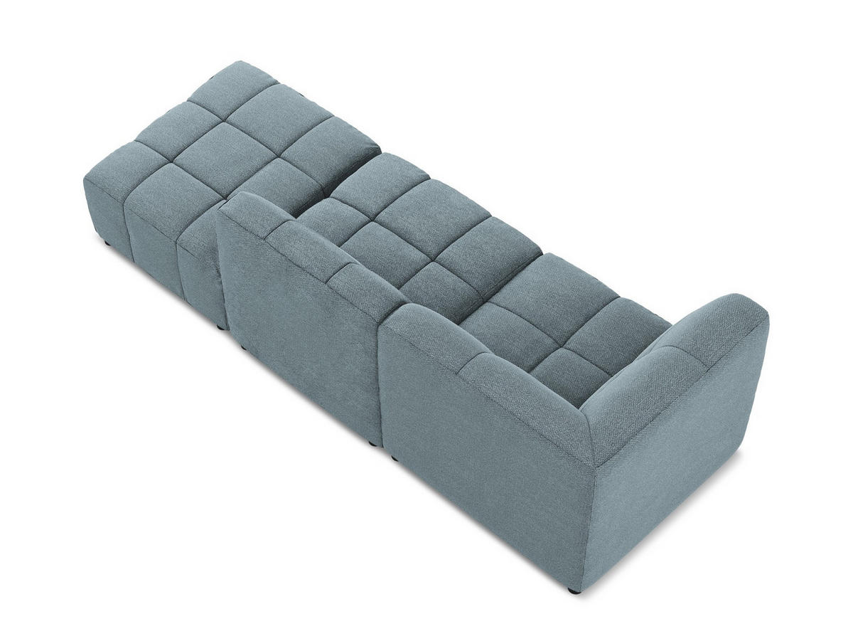 ECKSOFA Rechts Bouclé Stoff Blau - Blaugrau/Schwarz, Holzwerkstoff/Kunststoff (240/90cm) - Makamii