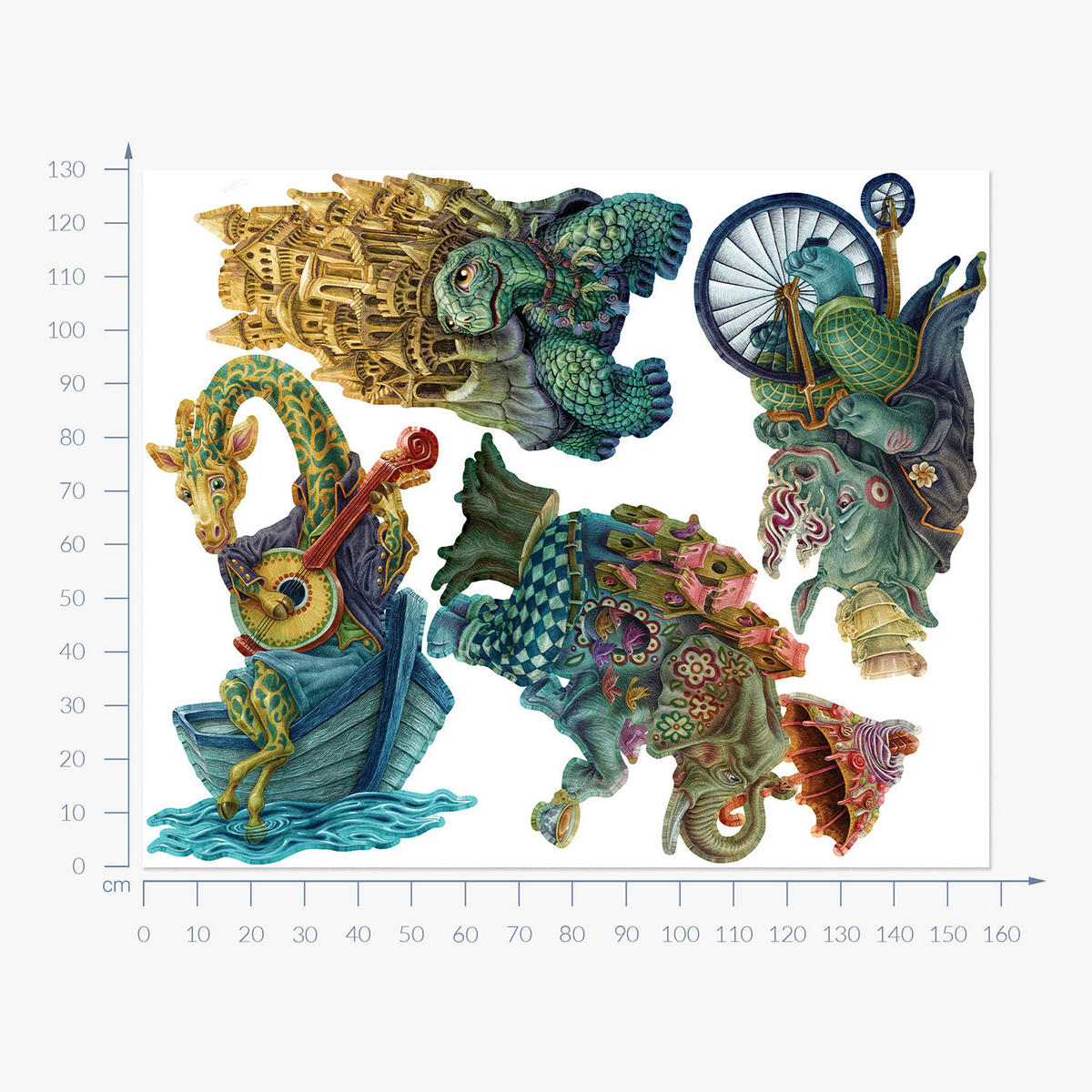 WANDAUFKLEBER 130x158cm - Märchenwesen - Multicolor, Kunststoff (130/158/0.1cm) - Wallfluent