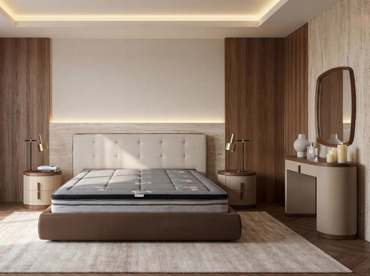 HYBRIDMATRATZE aus Naturlatex mit unabhängigen Taschenfedern 180/200/24 cm - Weiß/Grau, Textil (180/200cm) - ANGEL CERDA