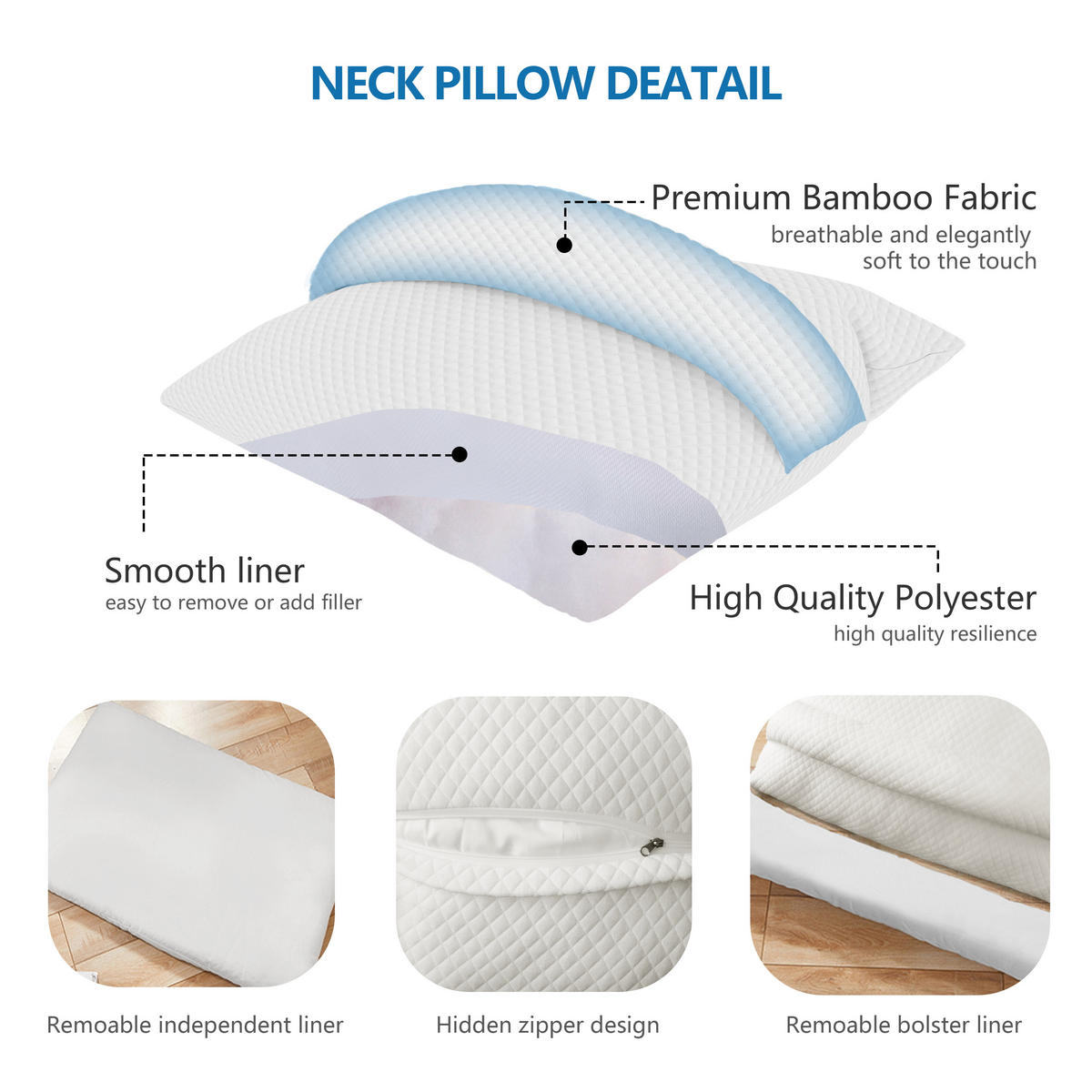 NACKENKISSEN Weiß - Weiß, Textil (44/67cm) - Vercart