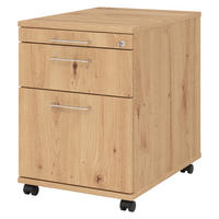ROLLCONTAINER - mit Hängeregistratur 58/42,8/59 cm in Wildeiche Bügelgriff (Metall) - Wildeiche, Holzwerkstoff (42.8/59/58cm) - bümö