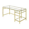 SCHREIBTISCH mit 2 Ablagen - Glas & Stahl - Goldfarben - TIZIO - Goldfarben, Glas (60/140/75cm) - Pascal Morabito