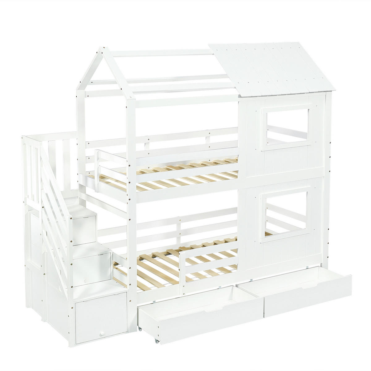 ETAGENBETT 90/200 cm Weiß - Weiß, Holz/Holzwerkstoff - Raumix