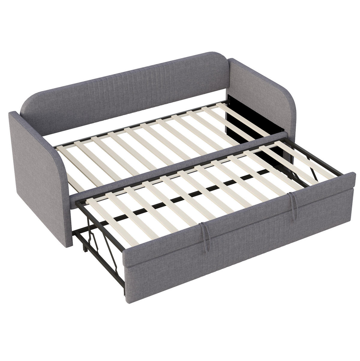 SCHLAFSOFA Ausziehbar mit Lattenrost Grau 90/180/190 cm - Grau, Leder (200.5/86/99cm) - OKWISH
