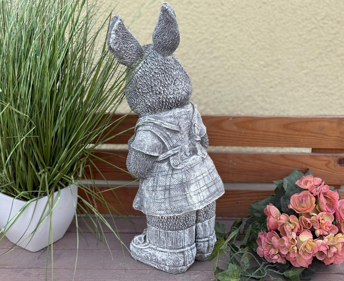 STEINFIGUR Hase Hasenmädchen Rosi frostfest Steinguss - Grau, Stein (19/46/20cm) - stoneandstyle