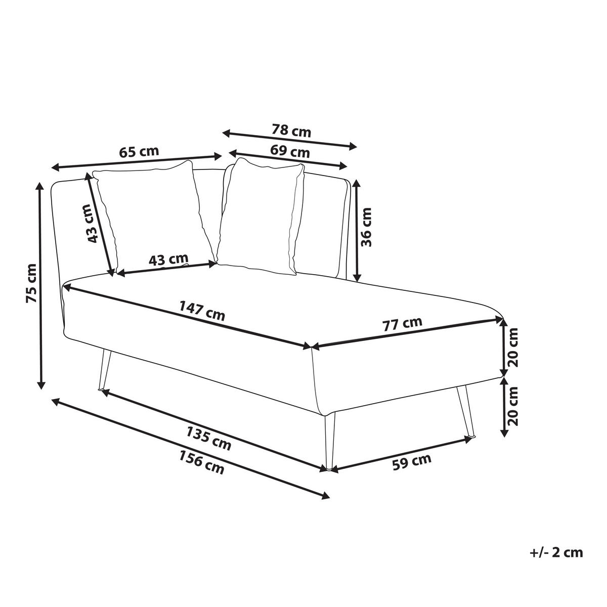 CHAISELONGUE Bouclé cremeweiß linksseitig Riom - Schwarz/Weiß, Textil (156/75/77cm) - Beliani