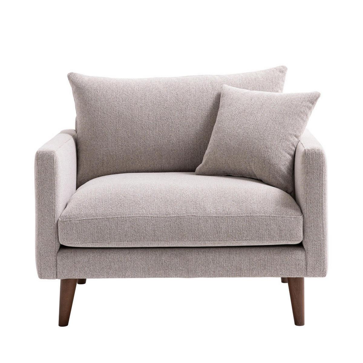 XL-STUHL aus Stoff mit Füßen aus dunklem Holz - VILLABON - Natürlich - Naturfarben, Textil (108/86/95cm) - Drawer