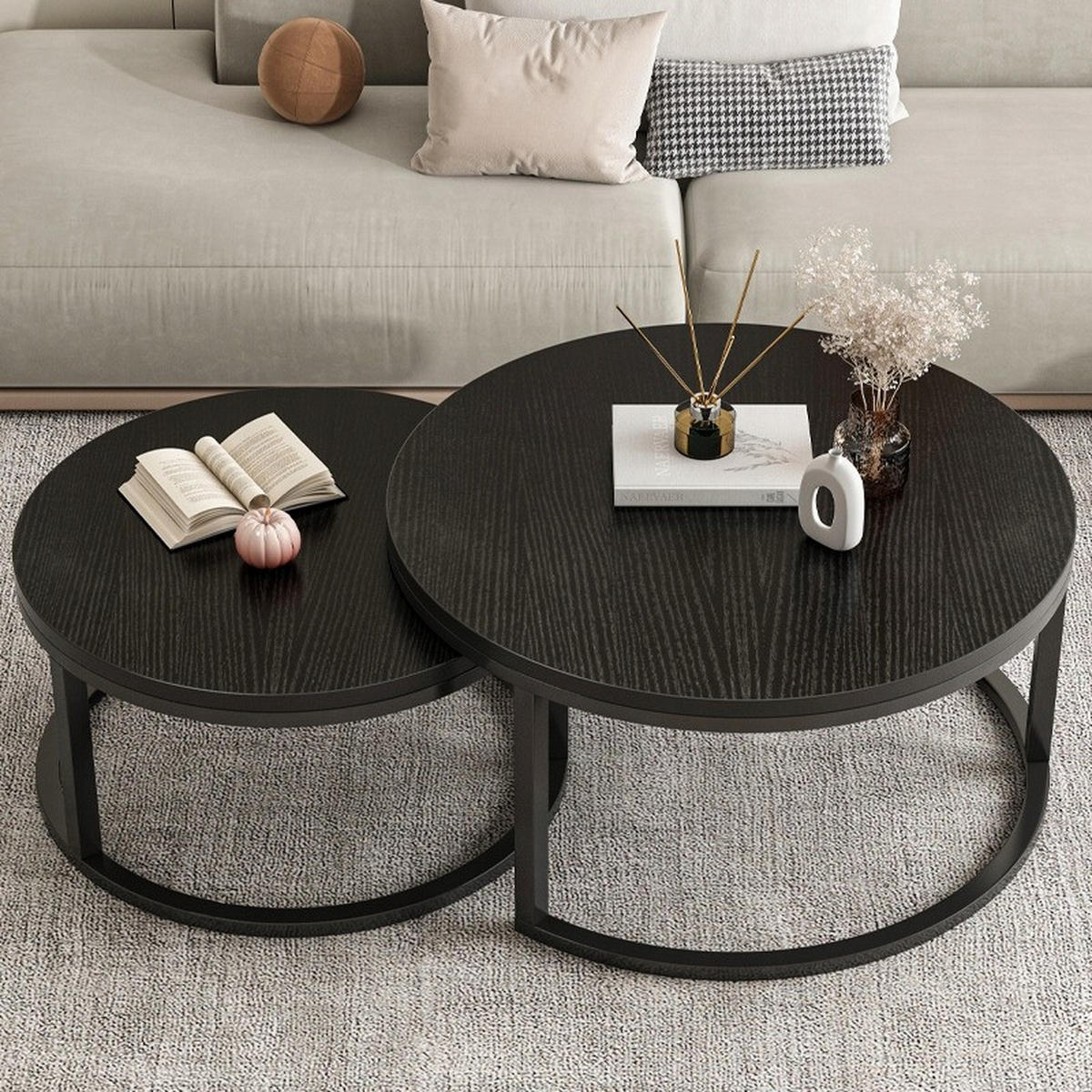 COUCHTISCH 2er-Set, schwarz - Schwarz, Holzwerkstoff (50/70/45cm) - Rebiko