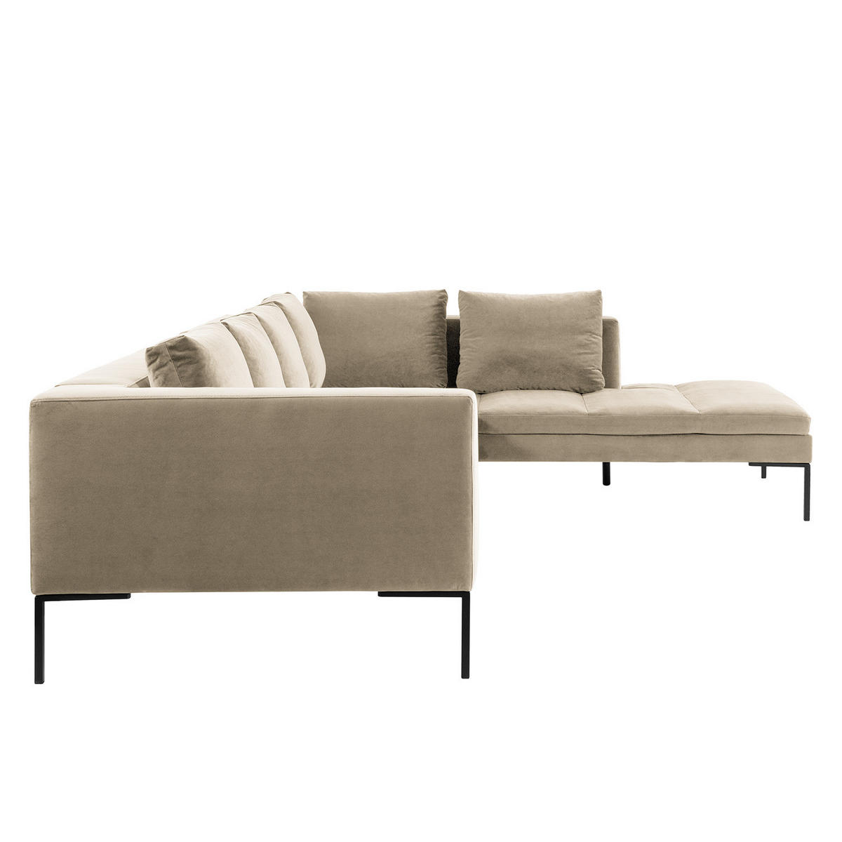 ECKSOFA mit Ottomane - Beige/Schwarz, Textil/Metall (319/230cm) - home24