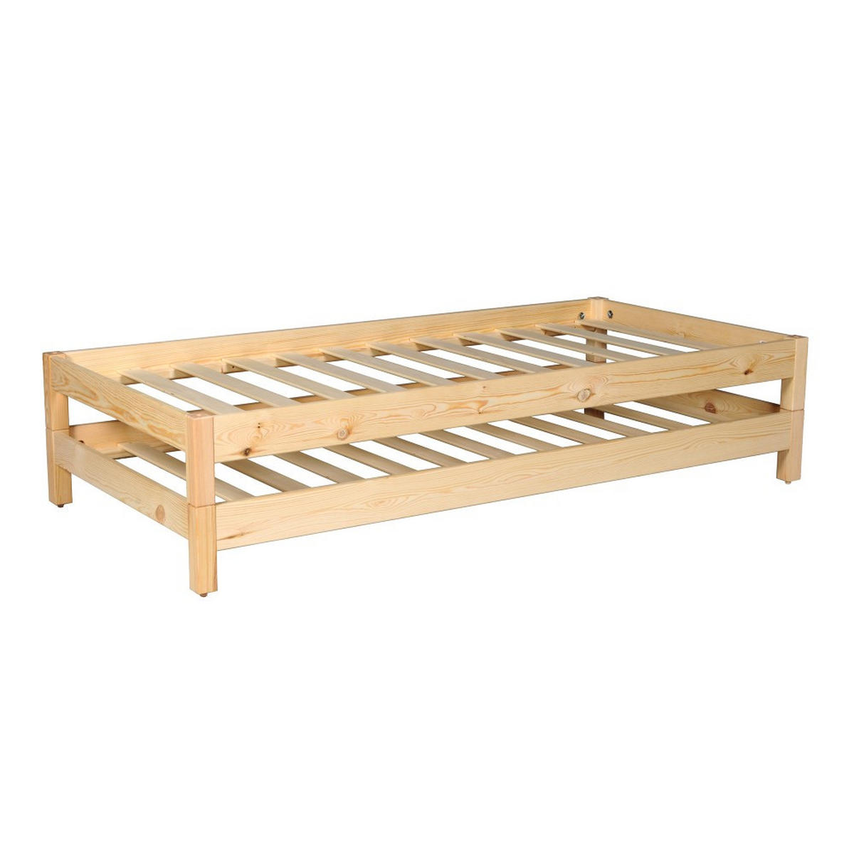 STAPELBETT JONAS mit Lattenroste / 2x Betten 90x200 - Naturholtz - Fichtefarben, Holz - Weber Industries