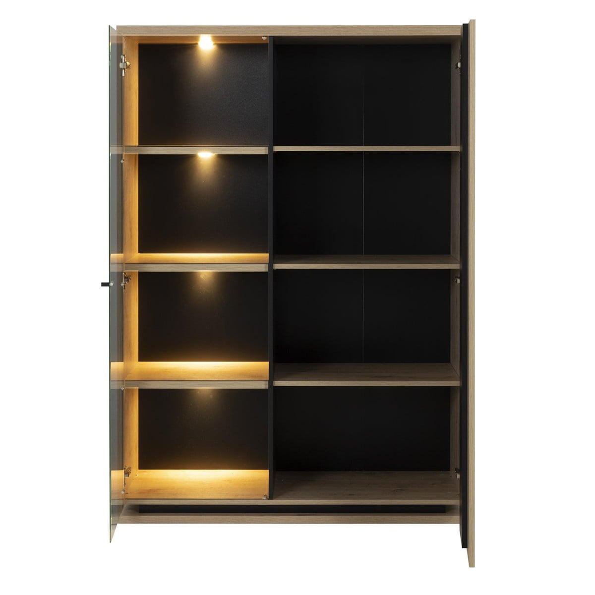 GESCHIRRSCHRANK 2-türiger mit Beleuchtung 120/170/45 cm - Eschefarben, Holzwerkstoff (120/170/45cm) - Calicosy