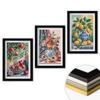WANDBILDER 3er-Set - 20x30 cm Schwarzer Rahmen - Blumen und Früchte in Vasen - Schwarz, Kunststoff (20/30cm) - ArtPrintCave