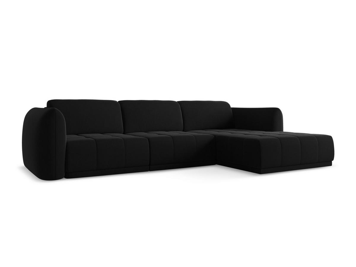 ECKSOFA Rechts Samt Stoff Schwarz - Schwarz, Kunststoff/Textil (290/170cm) - Makamii