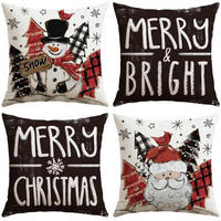 KISSENBEZÜGE 4er Set 45 x 45 cm Weihnachten Schneemann Weihnachtsmann - Multicolor, Textil (45/45cm)