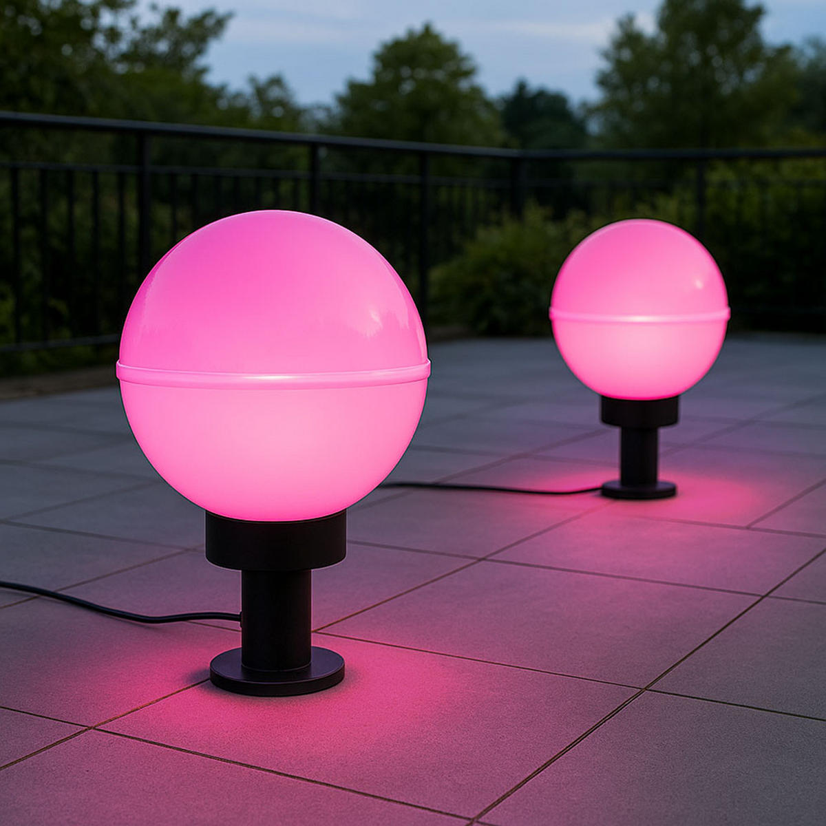 LED AUSSENLEUCHTE Weiß Smart opal 2er Set - Weiß, Kunststoff (20/20/51cm)