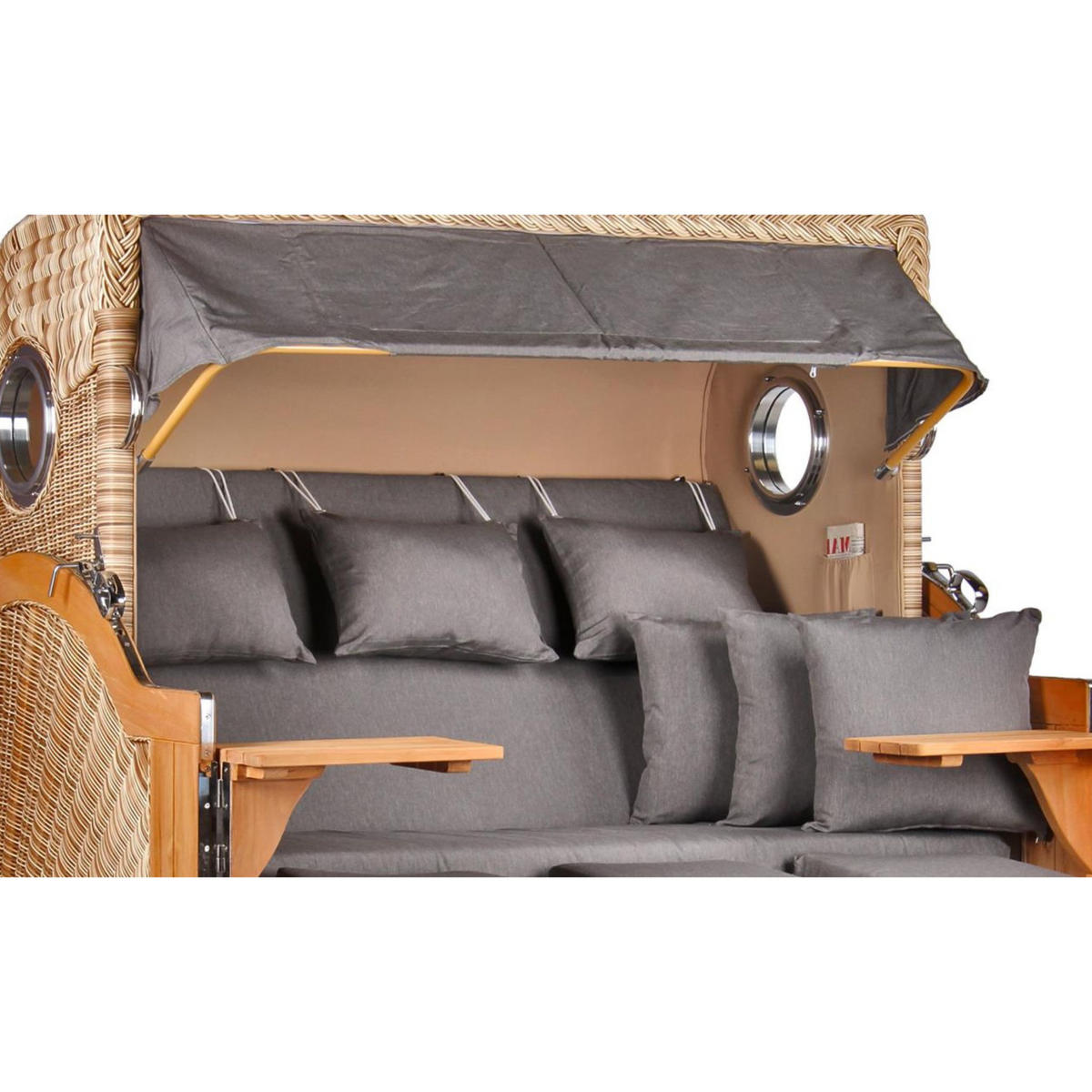 STRANDKORB XXL Baltikum mit Bullaugen - Braun/Grau, Metall (170/170/95cm) - Mr. Deko