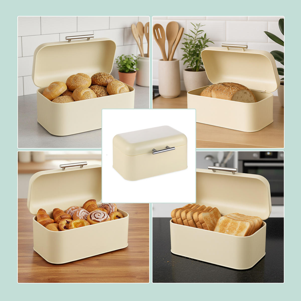 BROTKASTEN - Beige, Textil/Metall (30/15.5/21cm) - Relaxdays