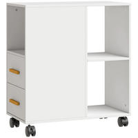 BÜCHERREGAL 60/30/65 cm mit 2 Schubladen, Rollen und verstellbarem Boden in Weiß - Weiß, Holz (60/65/30cm) - BEAOK