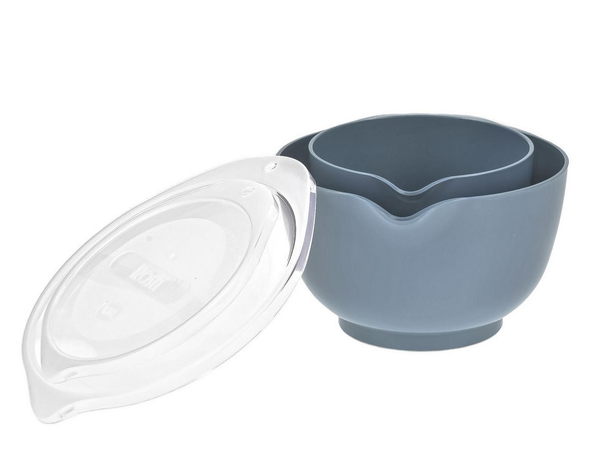 RÜHRSCHÜSSEL-SET Margrethe New grau blau(2tlg) - Blaugrau, Kunststoff (21/15cm) - Rosti