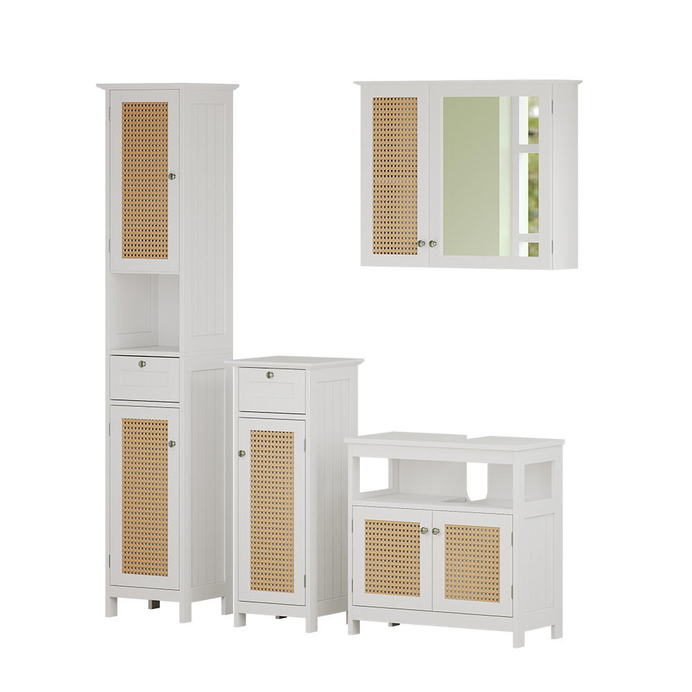 BADMÖBEL-SET Rosario Weiß 4 Teile, mit Hochschrank - Weiß, Holzwerkstoff (60/60/30cm) - Vicco