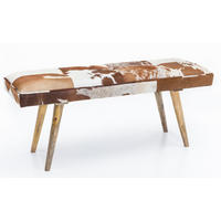 SITZBANK – Ziegenfell/Leder, Landhausstil, Mango Holz, 220 kg Belastbarkeit - Braun, Mangoholz/Leder (120/52/40cm) - KADIMA DESIGN