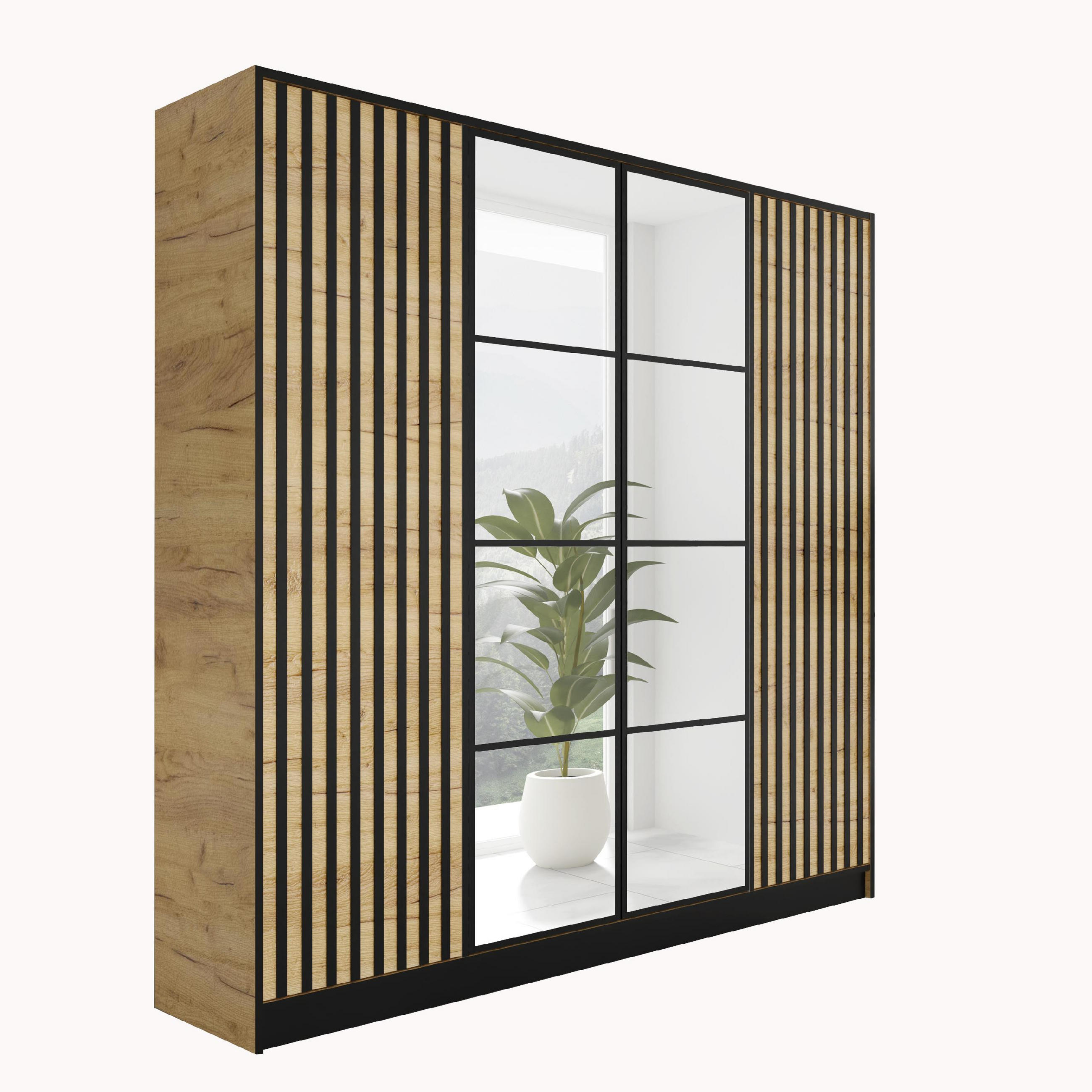KLEIDERSCHRANK EDEN 4-Türen v3 - 206,4x205x39 cm - Craft Eiche - Honigeiche, Holzwerkstoff (206.4/205/39cm) - Kier Furniture