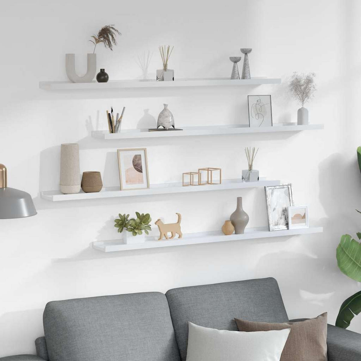 WANDREGALSET 4-teilig 100/9/3 cm aus MDF Weiß Max. Belastbarkeit 5 KG - Weiß, Holzwerkstoff (9/3/9cm) - vidaXL