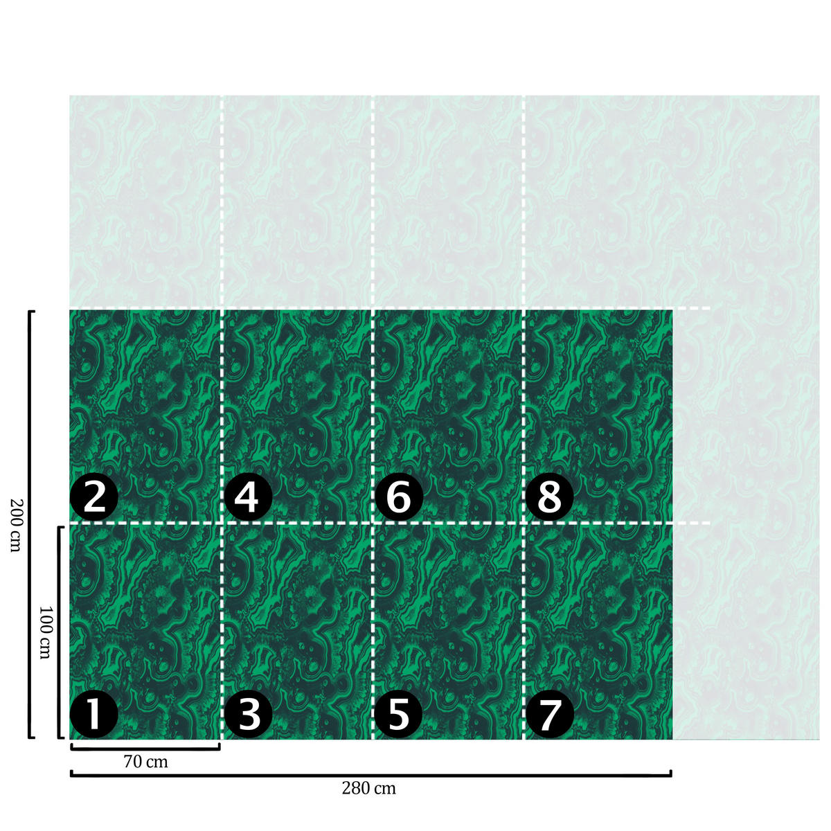 TAPETE Malachitgrün aus echtem Papier, 200x280cm, 8 Bögen - Grün, Papier (200/280cm) - WALLPAPERS4BEGINNERS