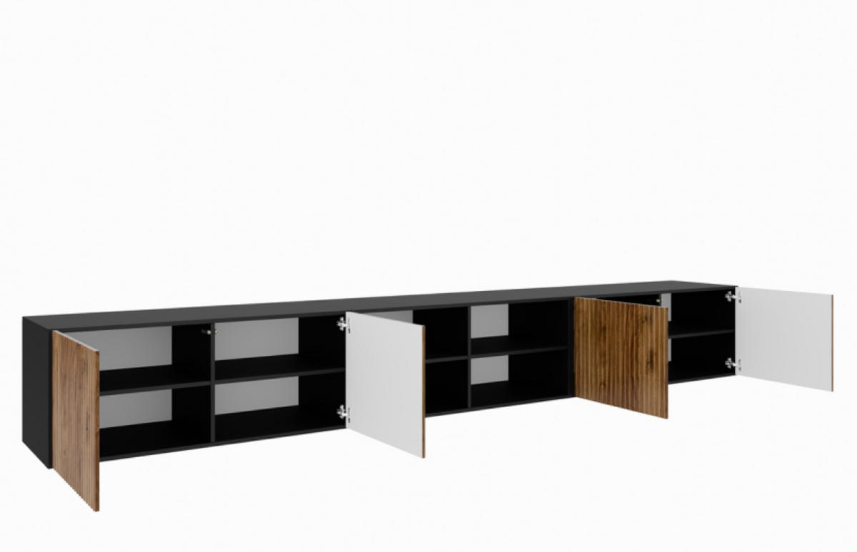 TV-SCHRANK Schwarz Noeli Offene Mit Regalen Gerillt - Braun, Holzwerkstoff (300/41/40cm) - Sepro Meble
