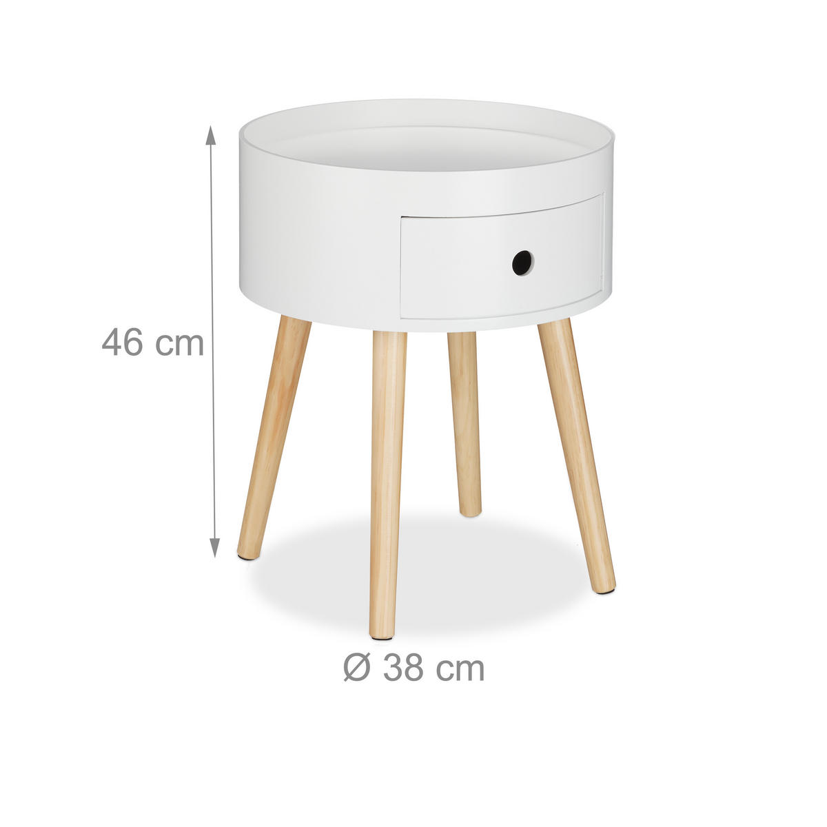 BEISTELLTISCH - Weiß, Holz/Holzwerkstoff (38/38/46cm) - Relaxdays