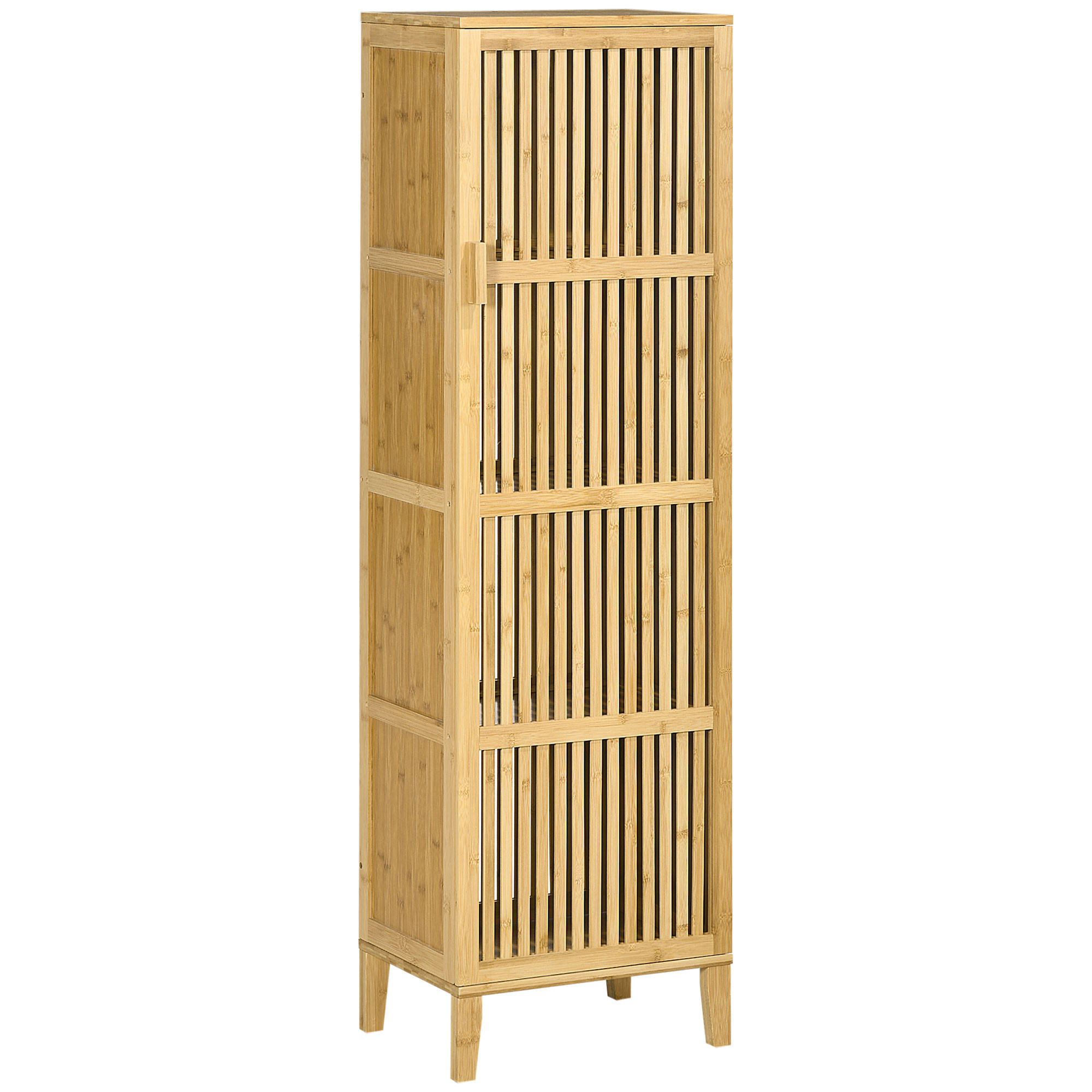 BADREGAL DE-12368 mit lamellentür 40/30/140 cm Naturholz - Naturfarben, Naturmaterialien (30/140/40cm) - ComfortXL