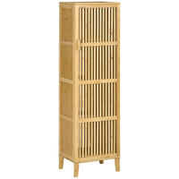 BADREGAL DE-12368 mit lamellentür 40/30/140 cm Naturholz - Naturfarben, Naturmaterialien (30/140/40cm) - ComfortXL