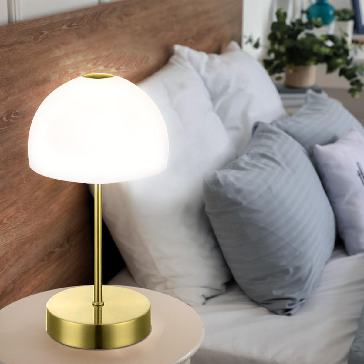 LED TISCHLEUCHTE Messing Weiß - Weiß, Glas (15/15/27cm)