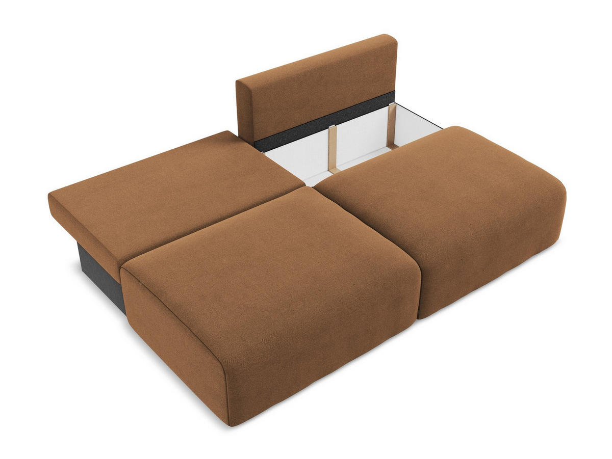3-SITZER SOFA mit Schlaffunktion Strukturstoff Stoff Orange - Beige/Terra cotta, Kunststoff/Textil (216/79/102cm) - Makamii