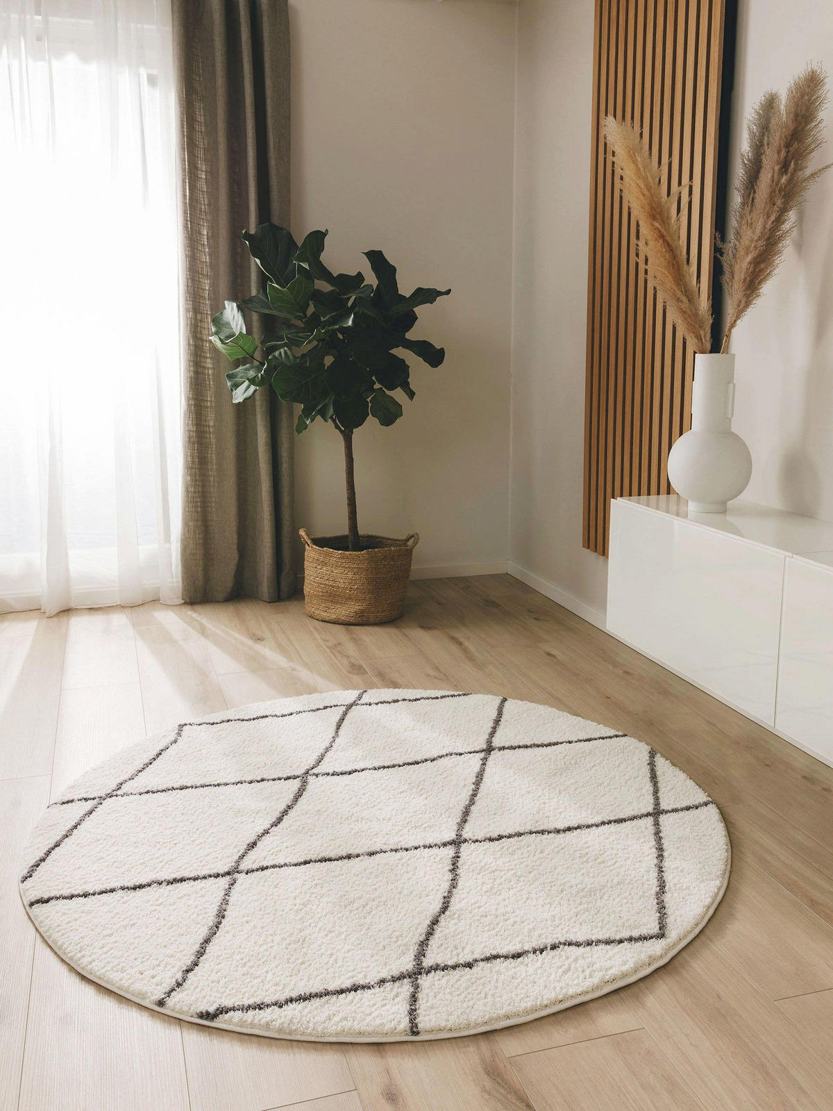 HOCHFLORTEPPICH rund Benno Cream ø 120 cm rund - Creme, Textil (120/120cm) - benuta Nest
