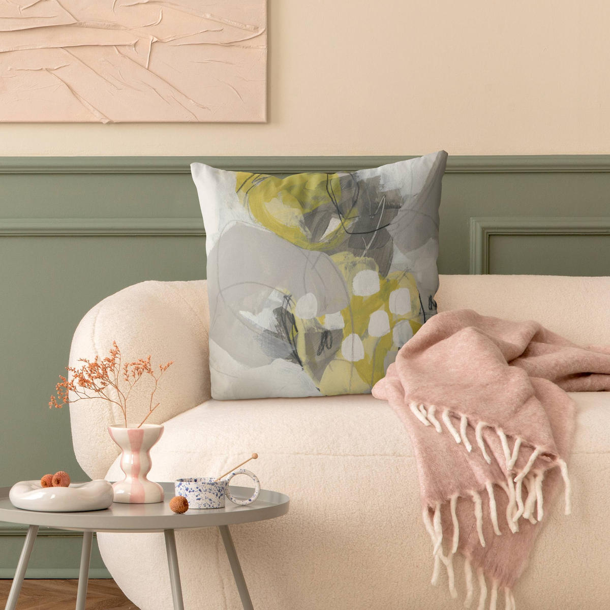 KISSENBEZUG Zitronen im Nebel IV 40/40 cm - Grau, Textil (40/40cm) - Bilderwelten