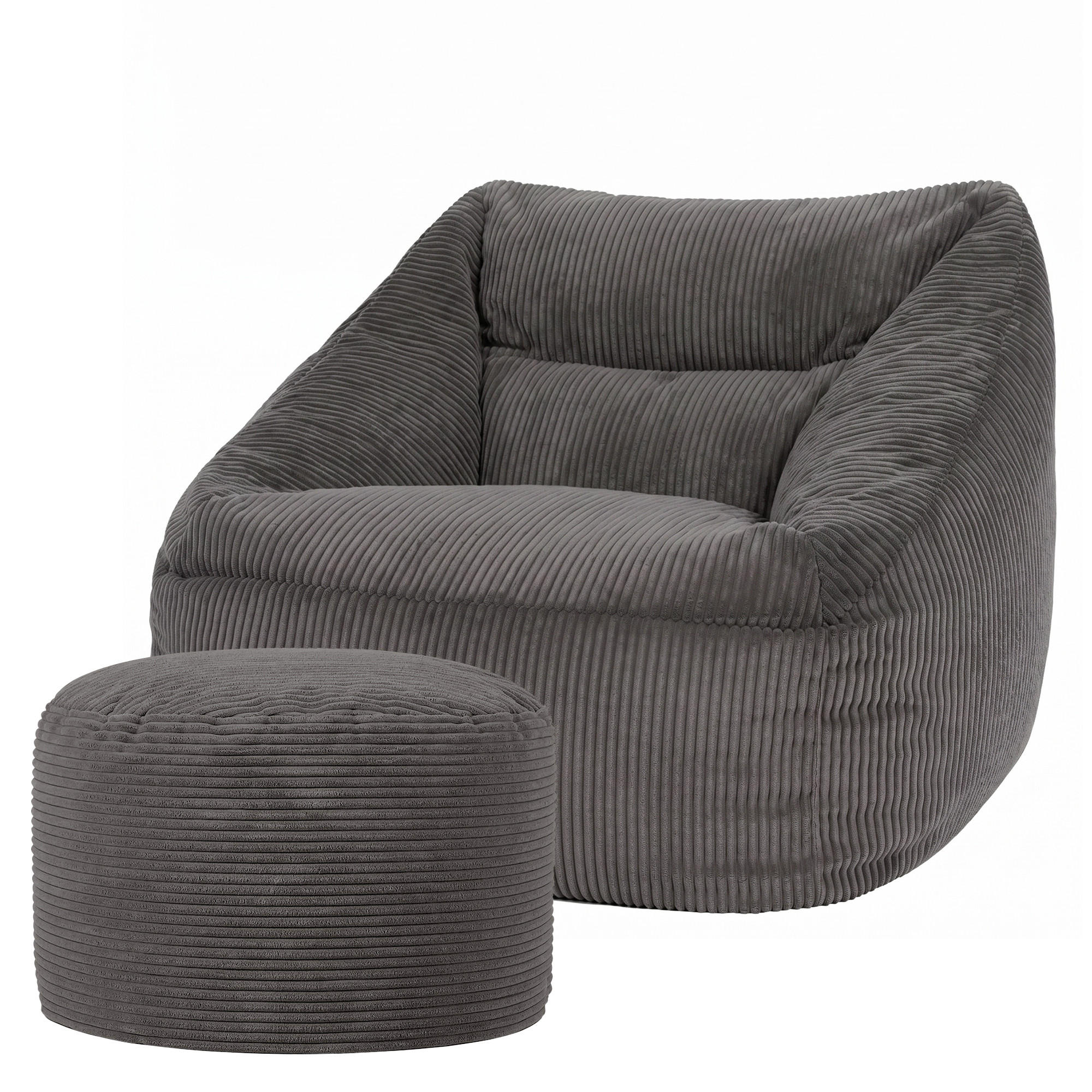 SITZSACK Sessel Natalia mit Sitzpouf - Grau, Textil (100/80/88cm) - icon
