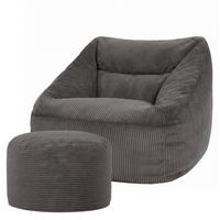 SITZSACK Sessel Natalia + Sitzpouf - Grau, Textil (100/80/88cm) - icon